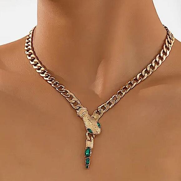 Stainless Steel Snake Choker Necklace Chain Link Gold Plated - Picture 1 of 5